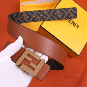 Luxury Womens Belts Fendi FF Leather Belt in Tan 40MM A175PP240 AA155599