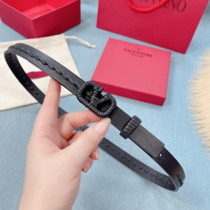 Valentino Vlogo Woven Leather Belt Black 20MM 