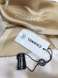 Luxury Womens Scarf Chanel Coco Girl CC Silk Scarf in Beige 90x90CM A151PP200 AA155329