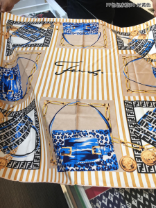 Fendi FF Bag Printed Silk Scarf Beige 