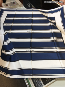 Givenchy Blue and White Stripes Silk Scarf 