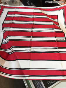 Givenchy Red and White Stripes Silk Scarf 