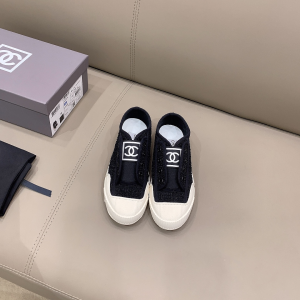 Luxury Womens Shoes Chanel CC Logo Tweed Sneaker in Black 35 To 40 A151PP340 AA155466