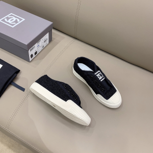 Luxury Womens Shoes Chanel CC Logo Tweed Sneaker in Black 35 To 40 A151PP340 AA155466