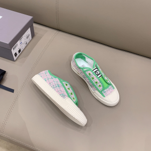 Luxury Womens Shoes Chanel CC Logo Tweed Sneaker in Green 35 To 40 A151PP340 AA155464