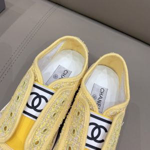 Luxury Womens Shoes Chanel CC Logo Tweed Sneaker in Yellow 35 To 40 A151PP340 AA155463