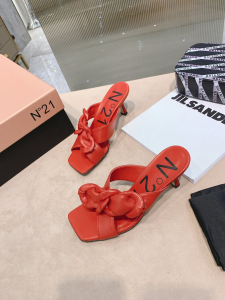 N21 Leather Mule Sandal Braided Chain Red 65MM N21 Leather Mule Sandal Braided Chain Red 65MM