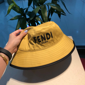 Luxury Womens Hats Fendi Logo Layered Bucket Hat in Yellow A190PP95 AA155625