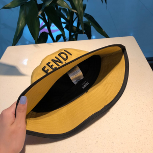 Luxury Womens Hats Fendi Logo Layered Bucket Hat in Yellow A190PP95 AA155625