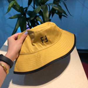 Luxury Womens Hats Fendi Logo Layered Bucket Hat in Yellow A190PP95 AA155625