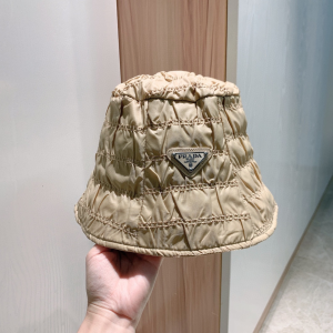 Prada Nylon Bucket Hat Beige 