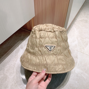 Luxury Womens Hats Prada Nylon Bucket Hat in Beige A190PP110 AA155616