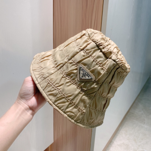 Luxury Womens Hats Prada Nylon Bucket Hat in Beige A190PP110 AA155616