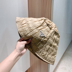 Luxury Womens Hats Prada Nylon Bucket Hat in Beige A190PP110 AA155616