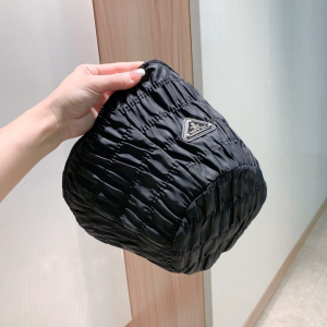 Luxury Womens Hats Prada Nylon Bucket Hat in Black A190PP110 AA155617