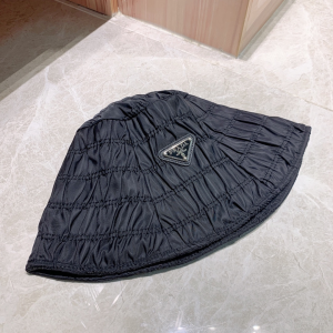 Luxury Womens Hats Prada Nylon Bucket Hat in Black A190PP110 AA155617