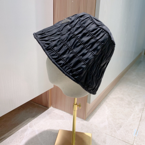 Luxury Womens Hats Prada Nylon Bucket Hat in Black A190PP110 AA155617