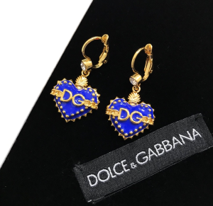 Dolce Gabbana Blue Heart Earrings 