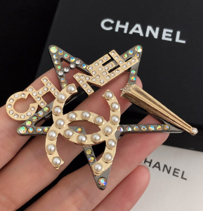 Chanel Crystals CC and Star Pin Brooch 