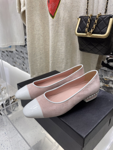 Chanel Pink Suede Leather Ballerina Flats 