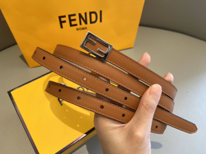 Fendi Baguette FF Buckle Leather Belt Tan 15MM 