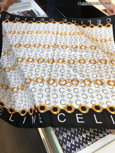 Celine Chain Printed Silk Scarf Black 