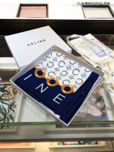 Luxury Womens Scarf Celine Chain Printed Silk Scarf in Blue 90x90CM A151PP200 AA156139