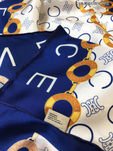 Luxury Womens Scarf Celine Chain Printed Silk Scarf in Blue 90x90CM A151PP200 AA156139