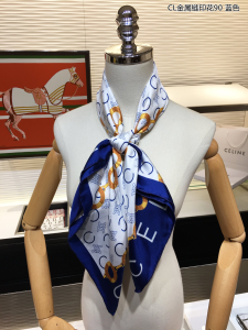 Luxury Womens Scarf Celine Chain Printed Silk Scarf in Blue 90x90CM A151PP200 AA156139