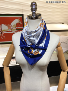 Luxury Womens Scarf Celine Chain Printed Silk Scarf in Blue 90x90CM A151PP200 AA156139