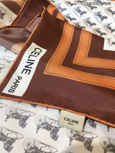Luxury Womens Scarf Celine Paris Silk Scarf in Brown 90x90CM A151PP200 AA156141