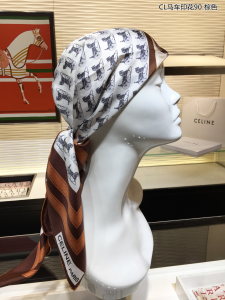 Luxury Womens Scarf Celine Paris Silk Scarf in Brown 90x90CM A151PP200 AA156141