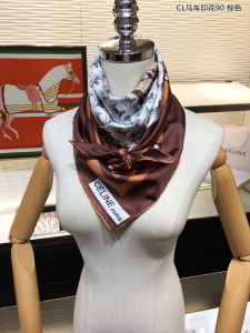Luxury Womens Scarf Celine Paris Silk Scarf in Brown 90x90CM A151PP200 AA156141