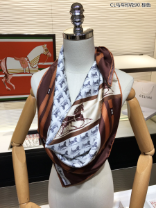 Luxury Womens Scarf Celine Paris Silk Scarf in Brown 90x90CM A151PP200 AA156141