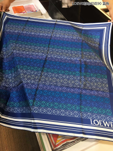 Loewe Anagram Lines Silk Scarf Blue 