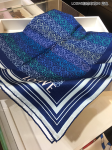 Luxury Womens Scarf Loewe Anagram Lines Silk Scarf in Blue 90x90CM A151PP180 AA156115