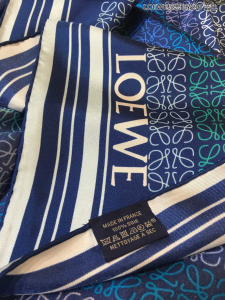 Luxury Womens Scarf Loewe Anagram Lines Silk Scarf in Blue 90x90CM A151PP180 AA156115