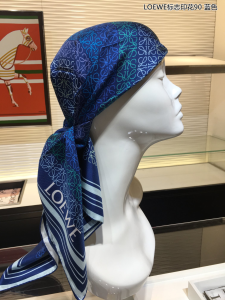 Luxury Womens Scarf Loewe Anagram Lines Silk Scarf in Blue 90x90CM A151PP180 AA156115