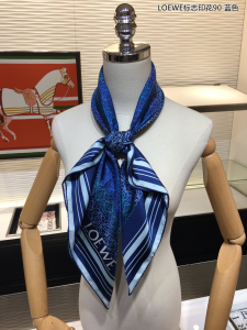 Luxury Womens Scarf Loewe Anagram Lines Silk Scarf in Blue 90x90CM A151PP180 AA156115
