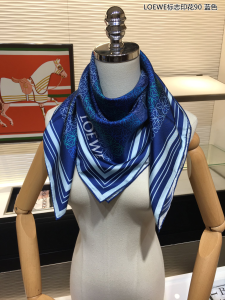 Luxury Womens Scarf Loewe Anagram Lines Silk Scarf in Blue 90x90CM A151PP180 AA156115