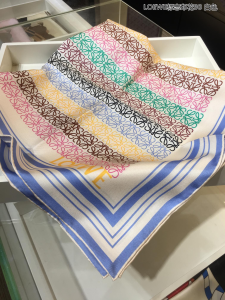 Luxury Womens Scarf Loewe Anagram Lines Silk Scarf in White 90x90CM A151PP180 AA156114