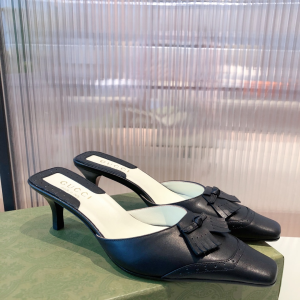 Gucci Vintage Leather Mule Pumps Black 