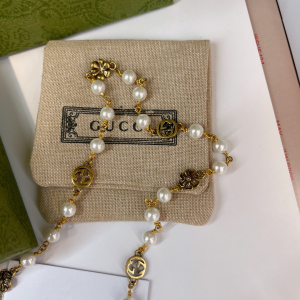 Luxury Womens Jewelry Gucci Interlocking G Flower Pearl Necklace A152PP130 AA156908