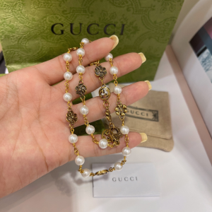 Luxury Womens Jewelry Gucci Interlocking G Flower Pearl Necklace A152PP130 AA156908