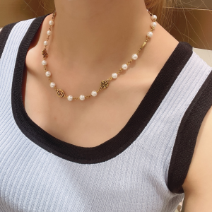 Luxury Womens Jewelry Gucci Interlocking G Flower Pearl Necklace A152PP130 AA156908