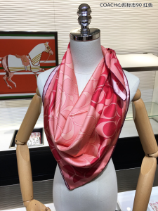 Luxury Womens Scarf Coach Signature Silk Scarf in Red 90x90CM A151PP180 AA156769