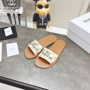 Luxury Womens Shoes Celine White Triomphe Slide Sandal 35 To 39 A151PP420 AA156881