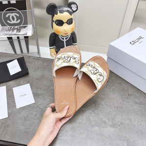 Luxury Womens Shoes Celine White Triomphe Slide Sandal 35 To 39 A151PP420 AA156881