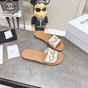 Luxury Womens Shoes Celine White Triomphe Slide Sandal 35 To 39 A151PP420 AA156881