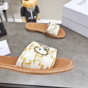 Luxury Womens Shoes Celine White Triomphe Slide Sandal 35 To 39 A151PP420 AA156881